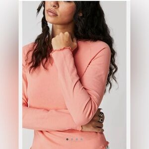 We The Free Sueded Jersey Be My Baby Long-Sleeve in Coral Crimson